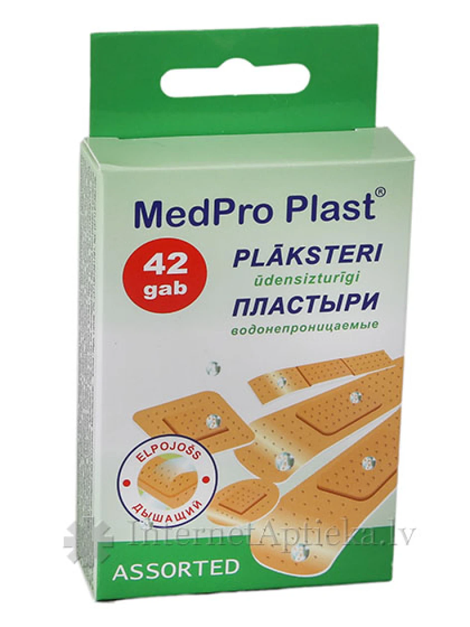 Medpro Asorti - ūdensizturīgi plāksteri, 42 gb. | internetaptieka.lv