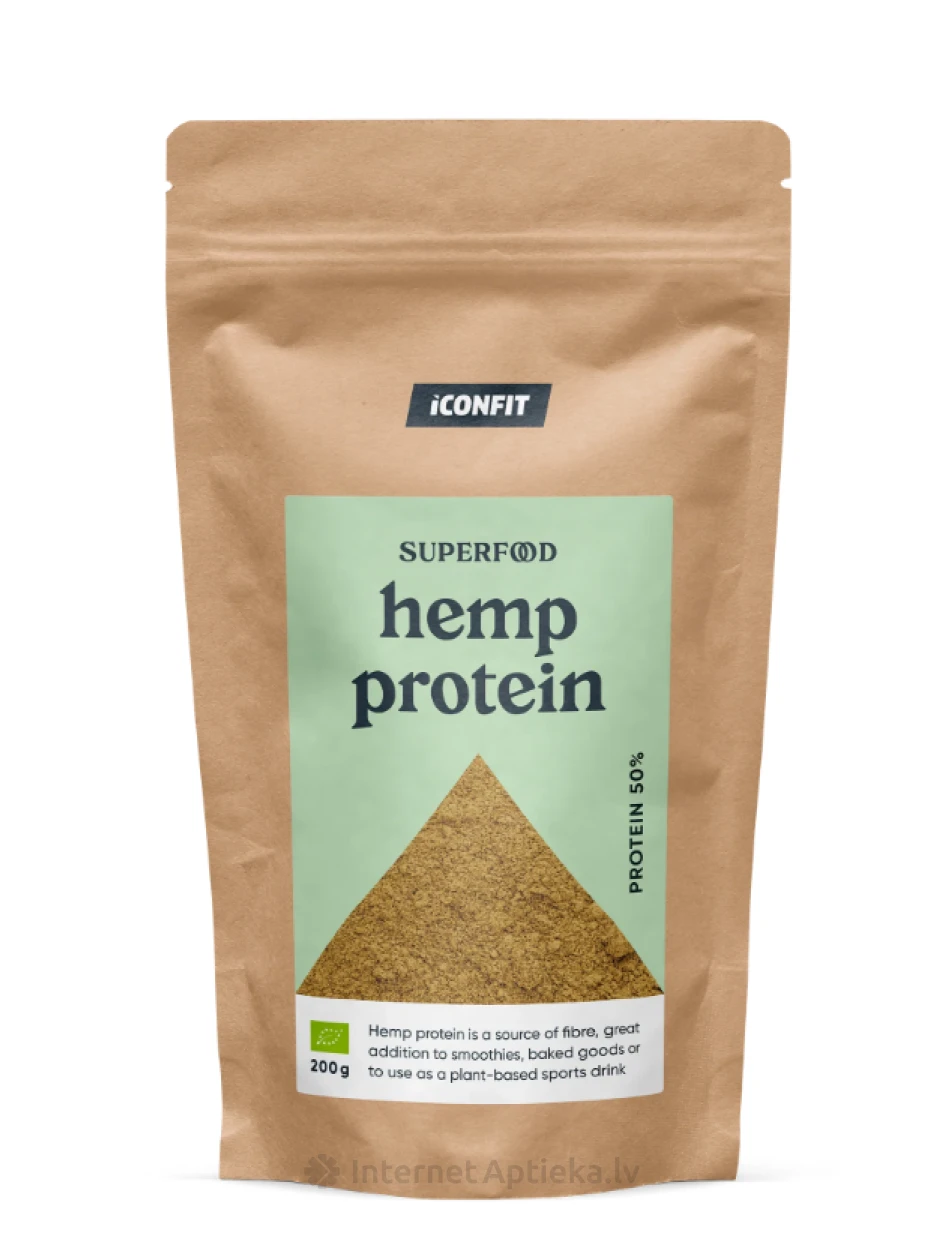 ICONFIT Organic Hemp Protein 50%, 200 g | internetaptieka.lv