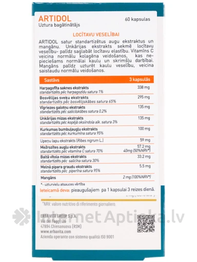 Artidol locītavu veselībai, 60 kapsulas | internetaptieka.lv