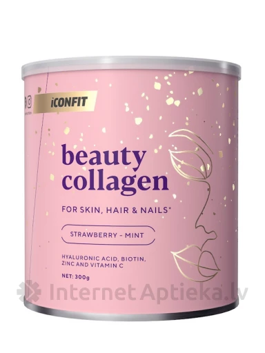 ICONFIT Beauty Collagen - maasika ja piparmündi maitsega, 300 g | internetaptieka.lv