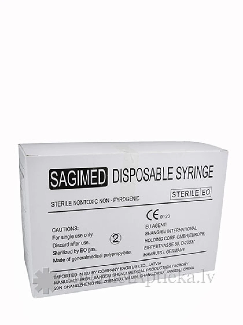 Sagimed Šļirce 1 ml, 3-daļīga, ar adatu 0.6 x 32 mm, 100 gb. | internetaptieka.lv