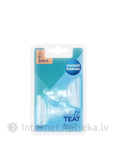 Canpol силиконовая соска на бутылку - круглая, 3+ мес., 2 шт. | internetaptieka.lv