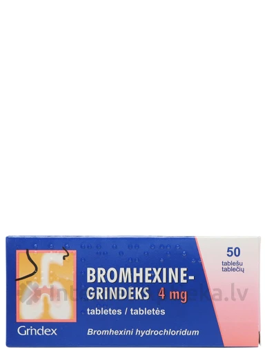 Grindeks bromheksiin 4 mg, 50 tabletti | internetaptieka.lv