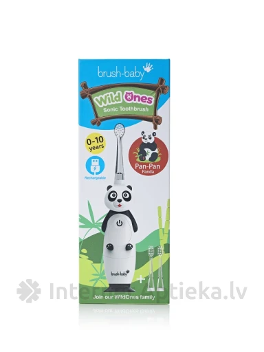 Brush-Baby WildOne eletriskā zobu birste panda 0-10 gadiem, 1 gb. | internetaptieka.lv