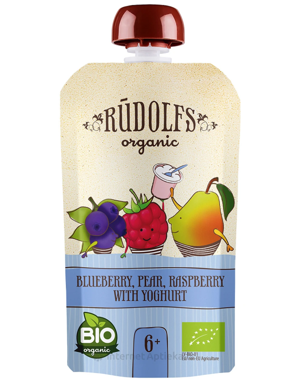 Rūdolfs BIO Augļi ar jogurtu biezenis DP, 110 g | internetaptieka.lv