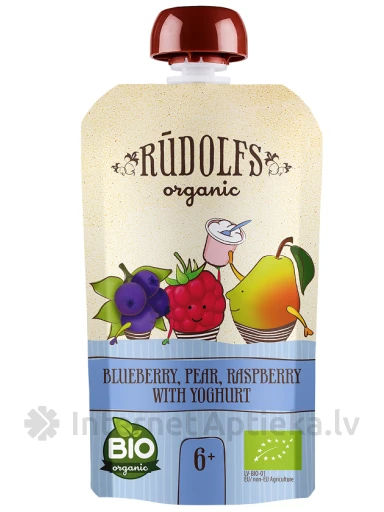 Rudolfs BIO Фруктовое пюре с йогуртом DP, 110 г | internetaptieka.lv