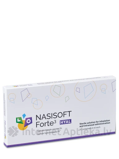 NASISOFT FORTE 3 Hyal sterils šķīdums inhalācijām un intranazālai lietošanai, 10*4 ml | internetaptieka.lv