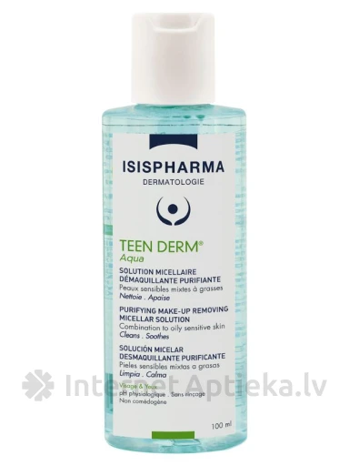 ISISPHARMA TEEN DERM AQUA micelārais ūdens taukainai ādai, 100 ml | internetaptieka.lv