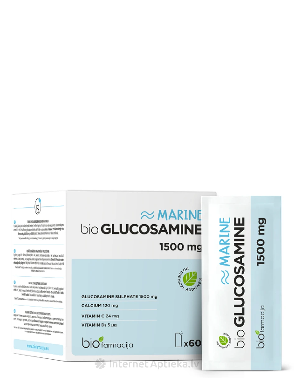 Biofarmacija Glucosamine marine 1500 mg, 60 paciņas | internetaptieka.lv