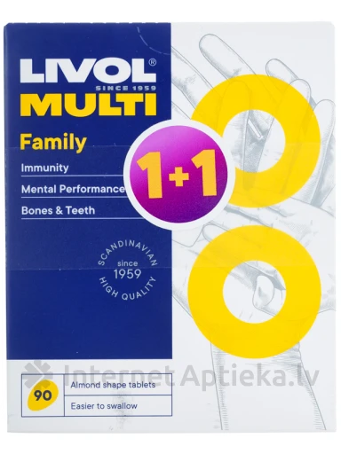 LIVOL MULTI для всей семьи 1+1, 90 таблеток | internetaptieka.lv