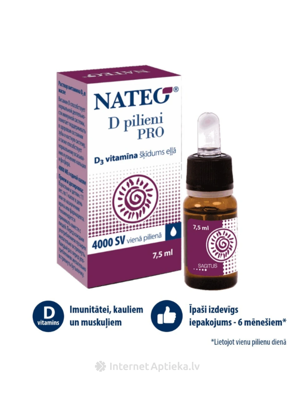 Nateo D 4000SV Pro tilgad, 7,5 ml | internetaptieka.lv