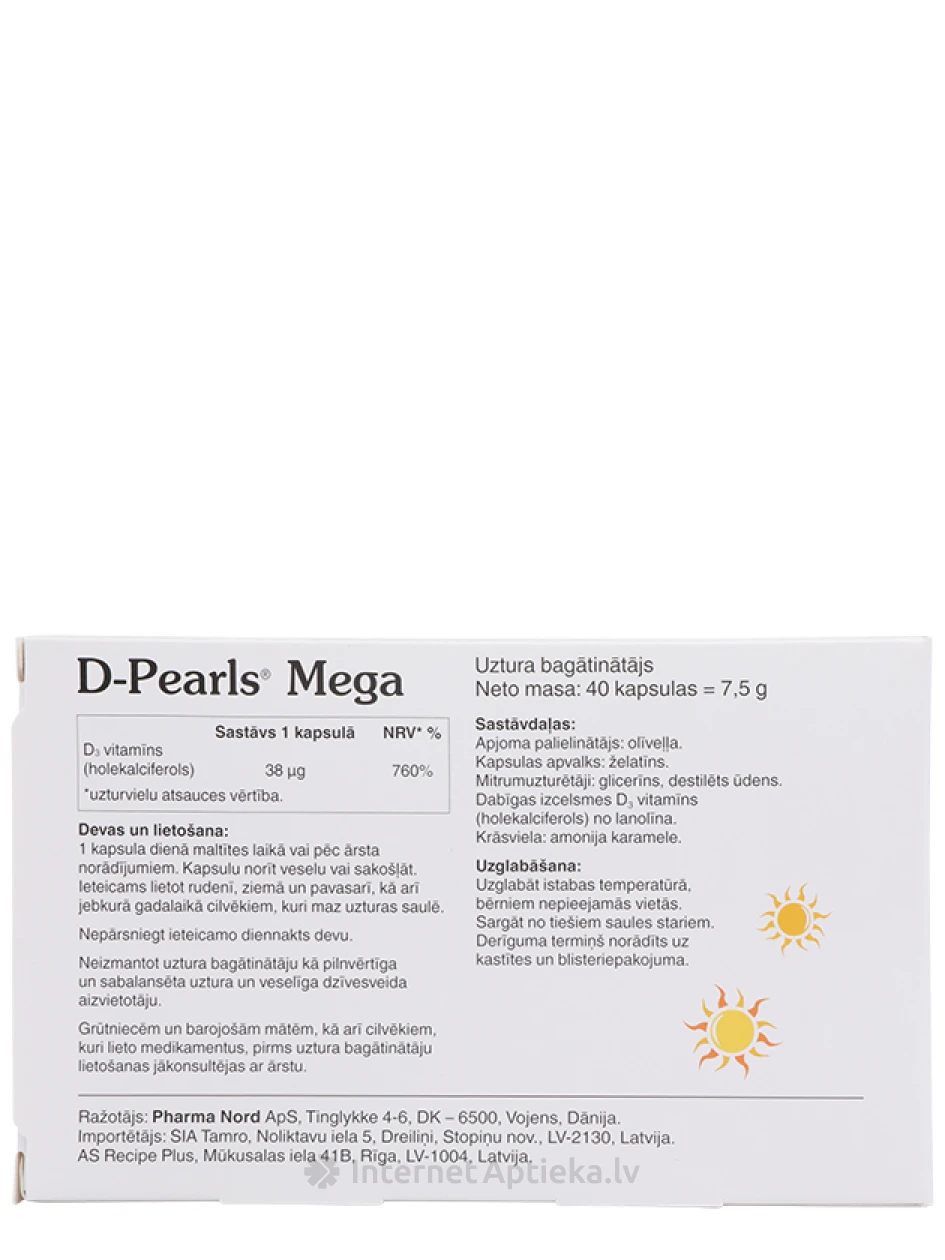 D-Pearls Mega, 40 kapsulas | internetaptieka.lv