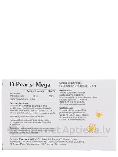 D-Pearls Mega, 40 kapsulas | internetaptieka.lv