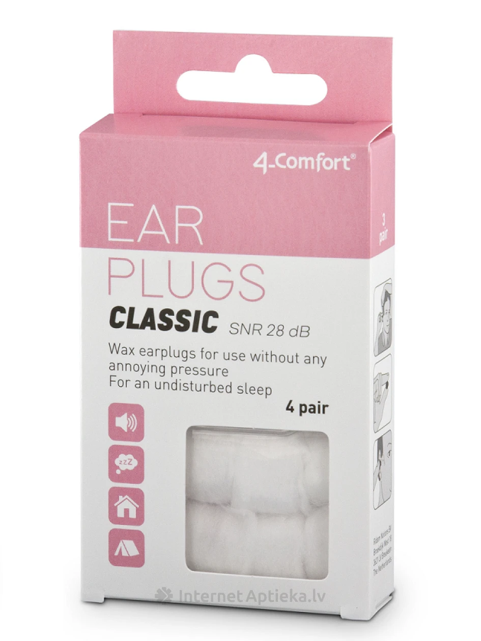 4-Comfort Classic kõrvatropid (vaha tüüpi), 4 paari | internetaptieka.lv