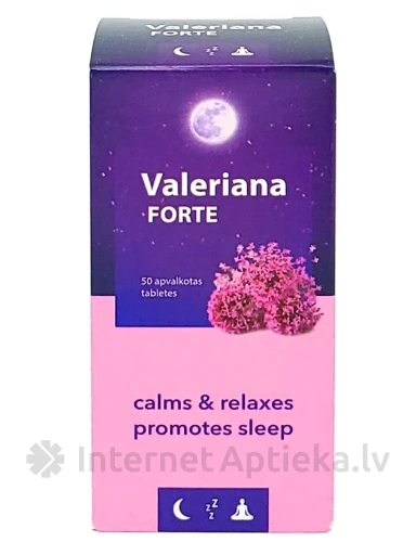 Valeriana Forte валериана 200мг, 50 таблеток в оболочке | internetaptieka.lv