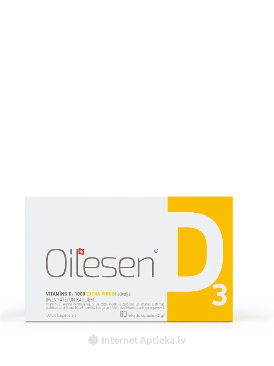 Oilesen Vit D3 1000 RÜ, 80 kapslit | internetaptieka.lv