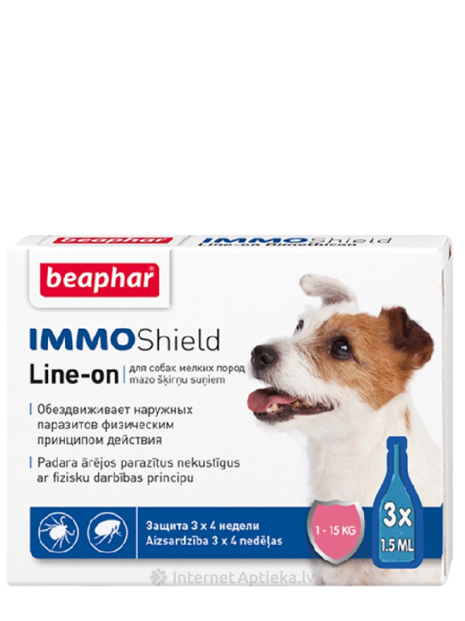 Beaphar IMMO SHIELD Капли от блох и клещей для собак S, 3*1.5 мл | internetaptieka.lv