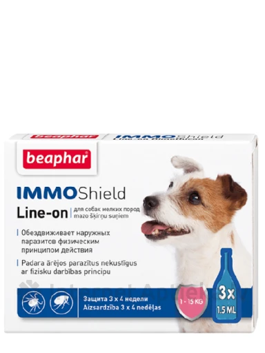 Beaphar IMMO SHIELD Pilieni pret blusām un ērcēm suņiem S, 3*1.5 ml | internetaptieka.lv
