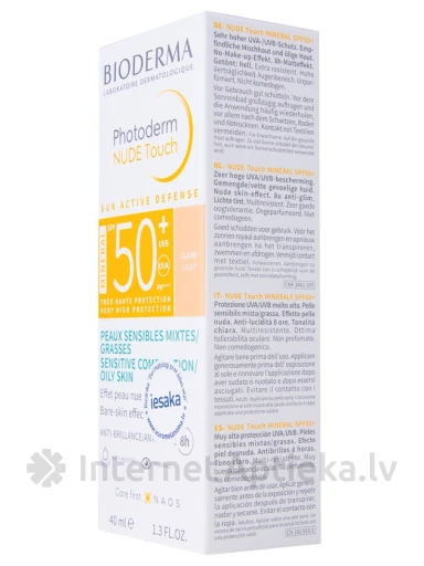 Bioderma Photoderm Nude Touch SPF50+, gaišs tonis, 40 ml | internetaptieka.lv