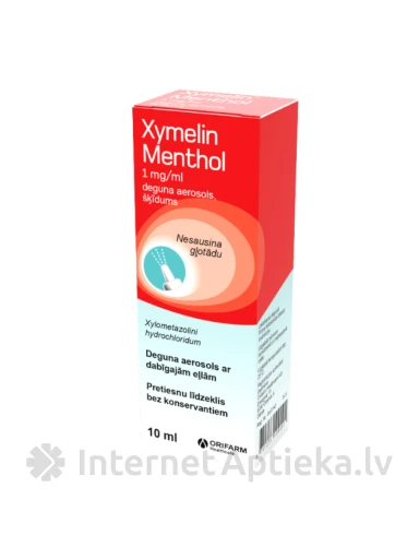 XYMELIN MENTHOL 1 mg/ml deguna aerosols, 10 ml | internetaptieka.lv