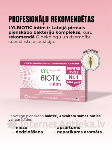 LYL BIOTIC intim, 15 капсул | internetaptieka.lv