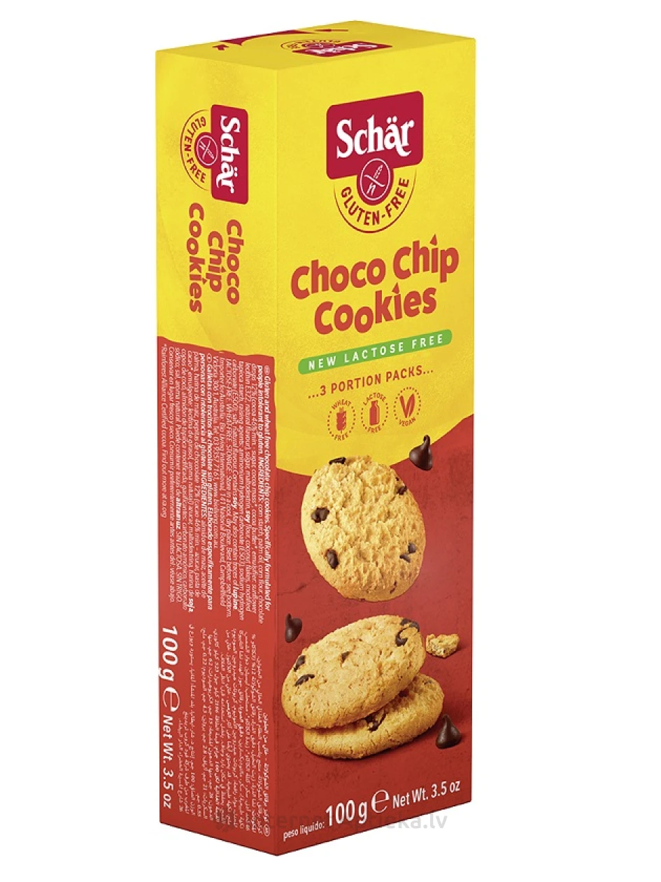 Schär Choco Chip Cookie bezglutēna cepumi ar šokolādes gabaliņiem, 100 g, 100 g | internetaptieka.lv