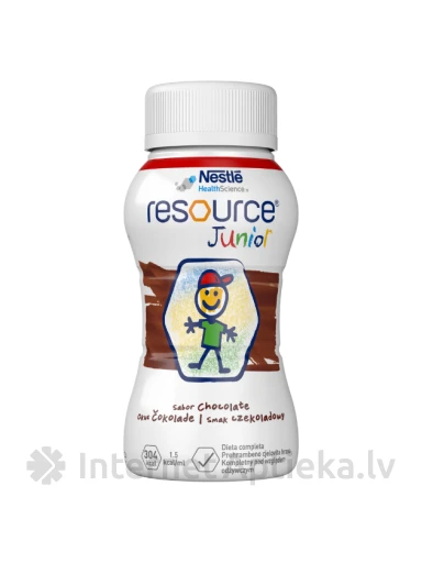 Resource Junior Pārtika medicīniskiem nolūkiem ar šokolādes garšu, 4 x 200 ml | internetaptieka.lv