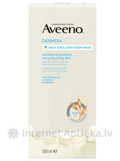 AVEENO Dermexa pehmendav kehapesu igapäevaseks ilma lõhnata, 300 ml | internetaptieka.lv