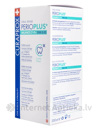 Curaprox Perio Plus Balance жидкость для полоскания рта, 200 мл | internetaptieka.lv