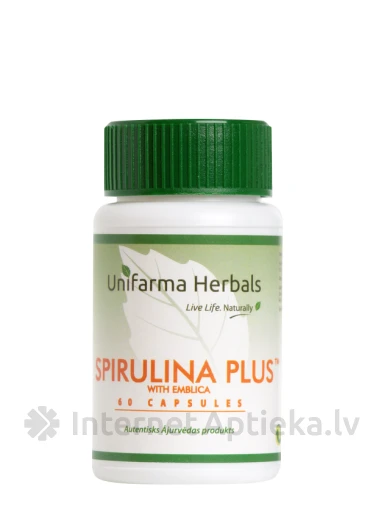 Unifarma Herbals Spirulina Plus ar Embliku kapsulas, 60 gb. | internetaptieka.lv
