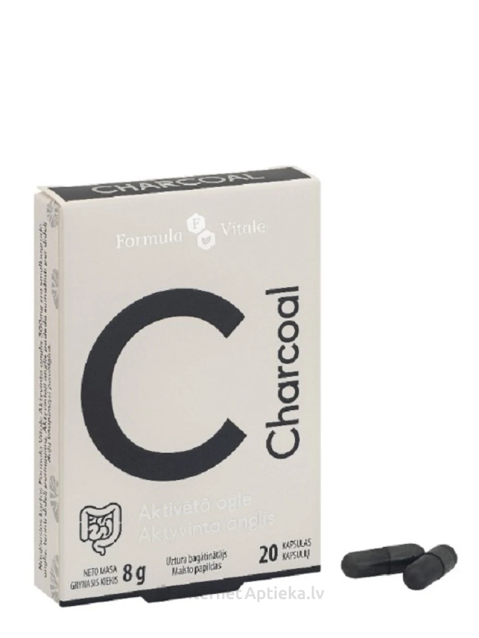 Formula Vitale Charcoal активированный уголь, 20 капсул | internetaptieka.lv