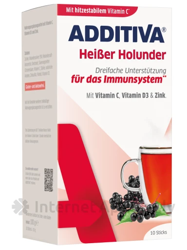 ADDITIVA Heiser Holunder + Vitamin C + Zink + Vitamin D3, 10 paciņas | internetaptieka.lv