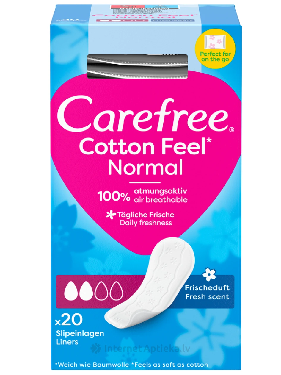 Carefree ежедневные прокладки Cotton Feel Normal No Scent, 20 шт. | internetaptieka.lv