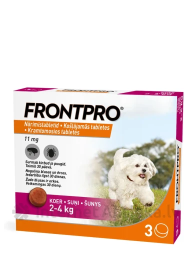 Frontpro 11 mg suņiem (2-4kg) S, 3 tabletes | internetaptieka.lv