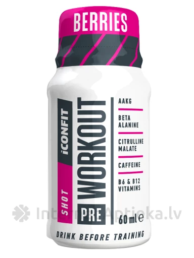 ICONFIT PRE WORKOUT SHOT Ar ogu garšu, 60 ml | internetaptieka.lv