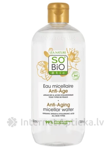 So Bio Micelārais ūdens ar argana eļļu pret novecošanās pazīmēm, 500 ml | internetaptieka.lv