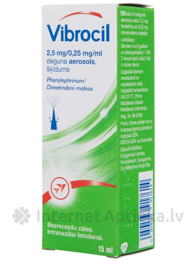 Назальный спрей VIBROCIL 2.5 мг/0.25 мг/мл, 15 мл | internetaptieka.lv
