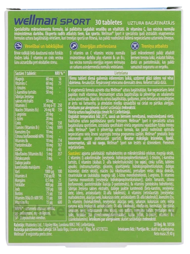 Vitabiotics Wellman Sport витамины для мужчин, 30 таблеток | internetaptieka.lv