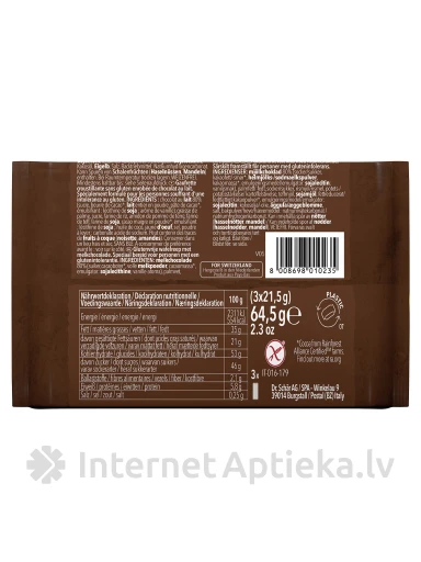 Schär Twin Bar bezglutēna vafeļu batoniņš šokolādes glazūrā, 3 x 21.5 g | internetaptieka.lv