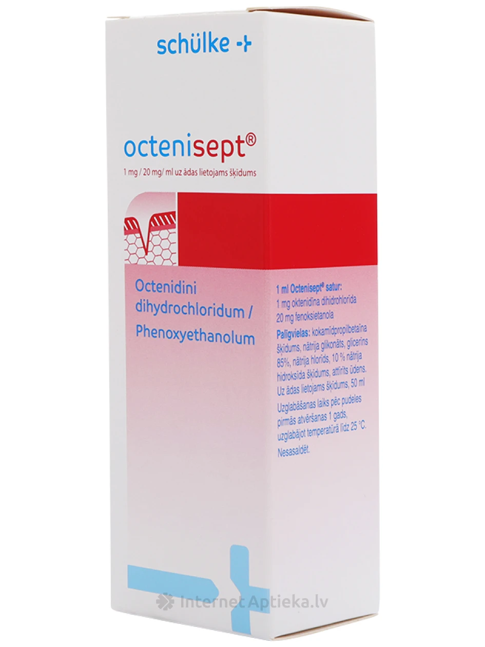 Schülke Octenisept 1 мг / 20 мг / мл дезинфицирующий раствор для слизистой и ранок, 50 мл | internetaptieka.lv