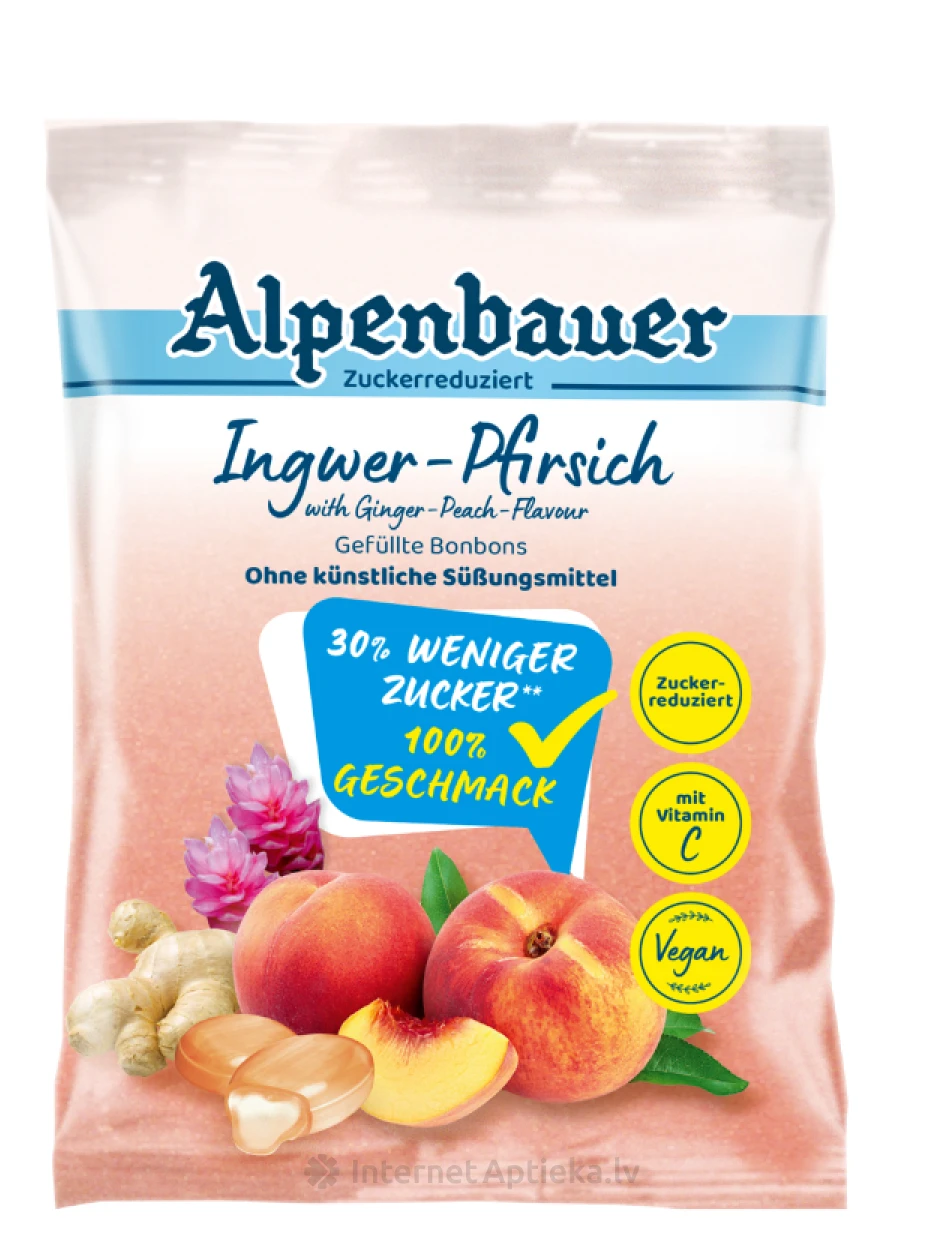Alpenbauer Ingvera un persiku pildītas konfektes, 60 g | internetaptieka.lv
