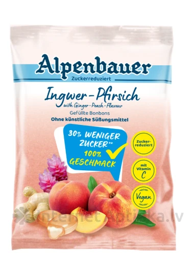 Alpenbauer Ingvera un persiku pildītas konfektes, 60 g | internetaptieka.lv