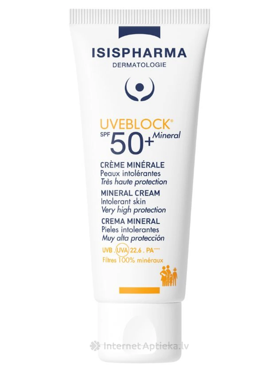ISISPHARMA UVEBLOCK SPF50+ minerālo filtru aizsargkrēms, 40 ml | internetaptieka.lv