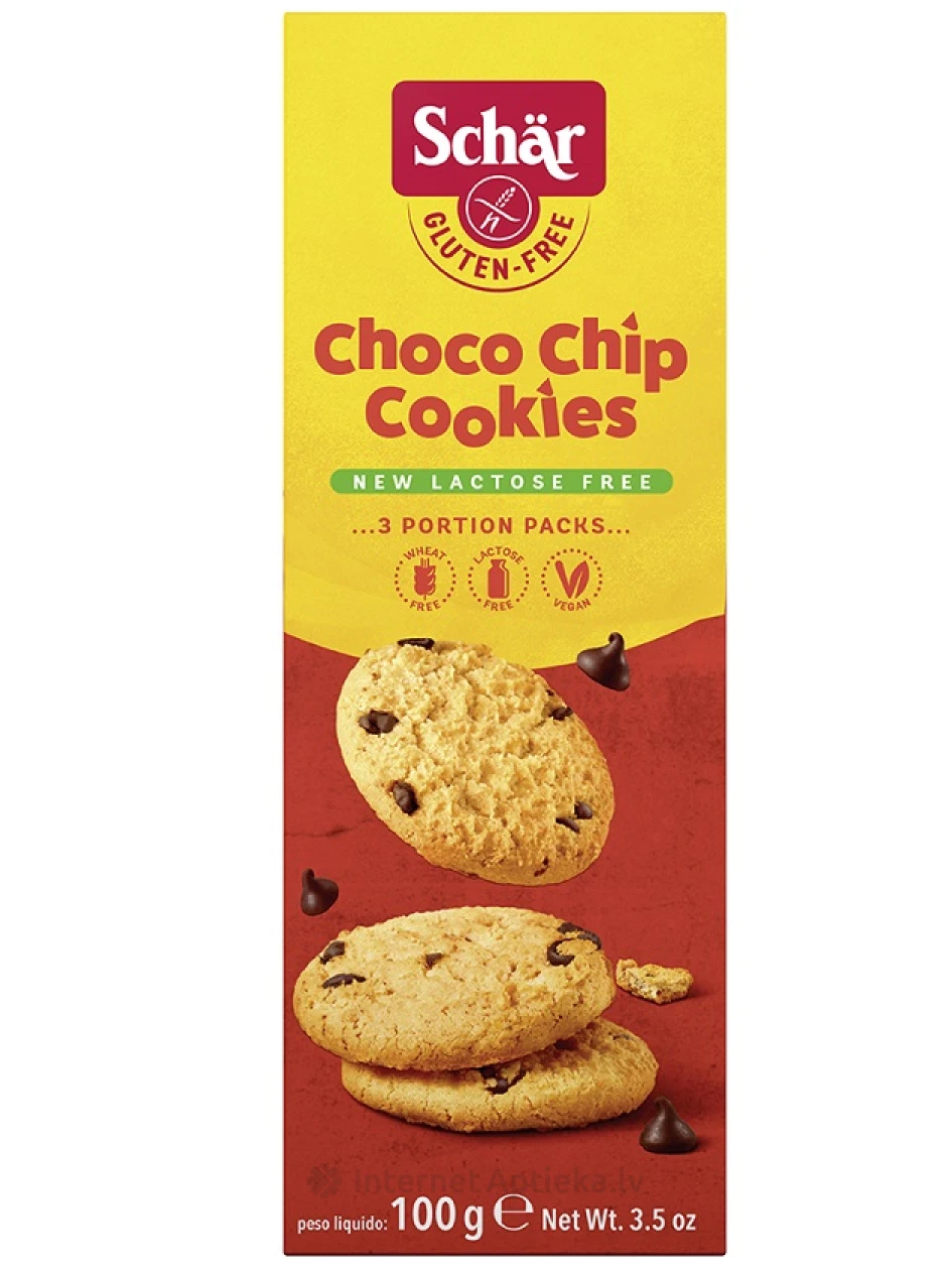 Schär Choco Chip Cookie bezglutēna cepumi ar šokolādes gabaliņiem, 100 g, 100 g | internetaptieka.lv
