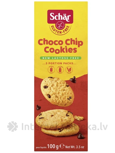 Schär Choco Chip Cookie bezglutēna cepumi ar šokolādes gabaliņiem, 100 g, 100 g | internetaptieka.lv