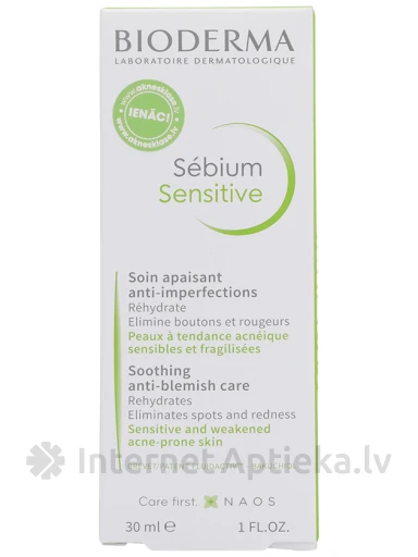 Bioderma Sébium Sensitive krēms jūtīgai ādai, 30 ml | internetaptieka.lv