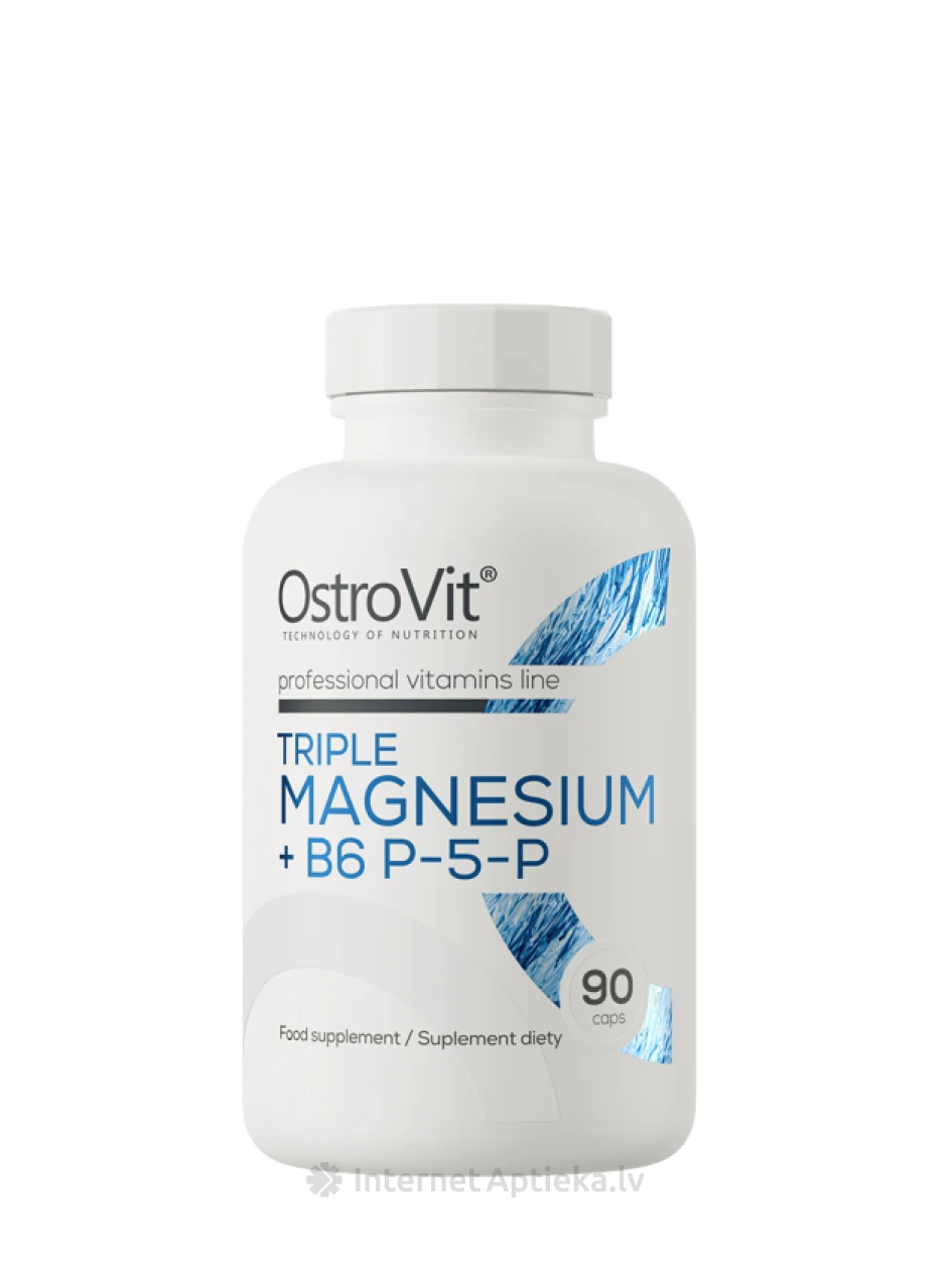 OstroVit Triple Magnesium + B6 P-5-P kapsulas, 90 gb. | internetaptieka.lv