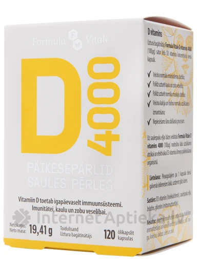 Formula Vitale D vitamīns 4000, 120 kapsulas | internetaptieka.lv