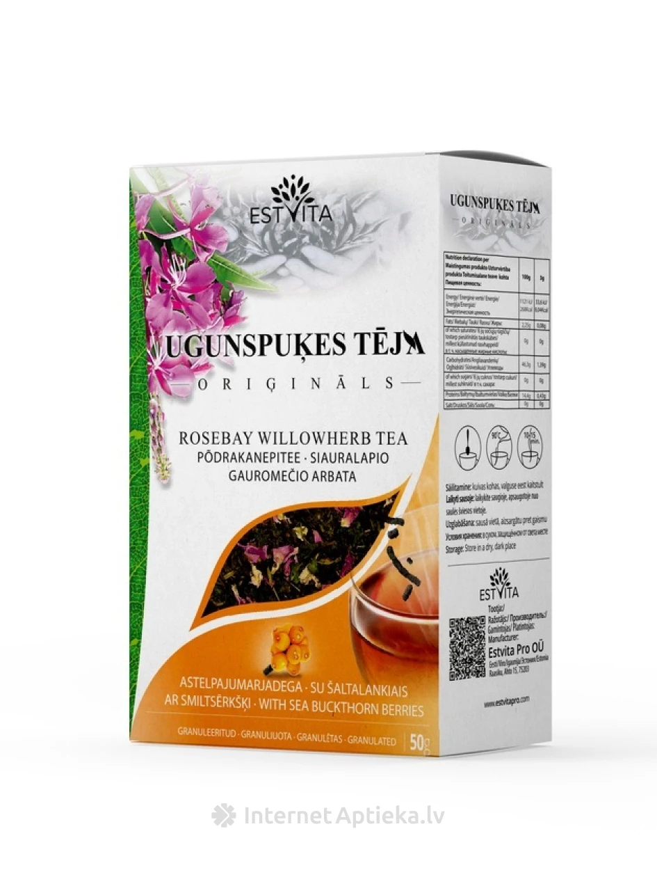 Põdrakanepi graanultee astelpajuga, 50 g | internetaptieka.lv