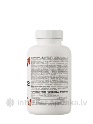 OstroVit Vitamin D3 4000 + K2 tabletes, 100 gb. | internetaptieka.lv
